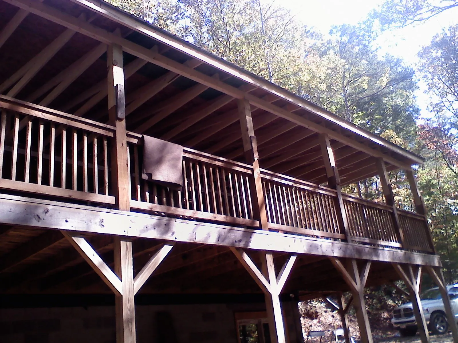 Timber framing under a new elevated porch and deck — Roof Leak Repair in Miamiville by Roofing Brothers